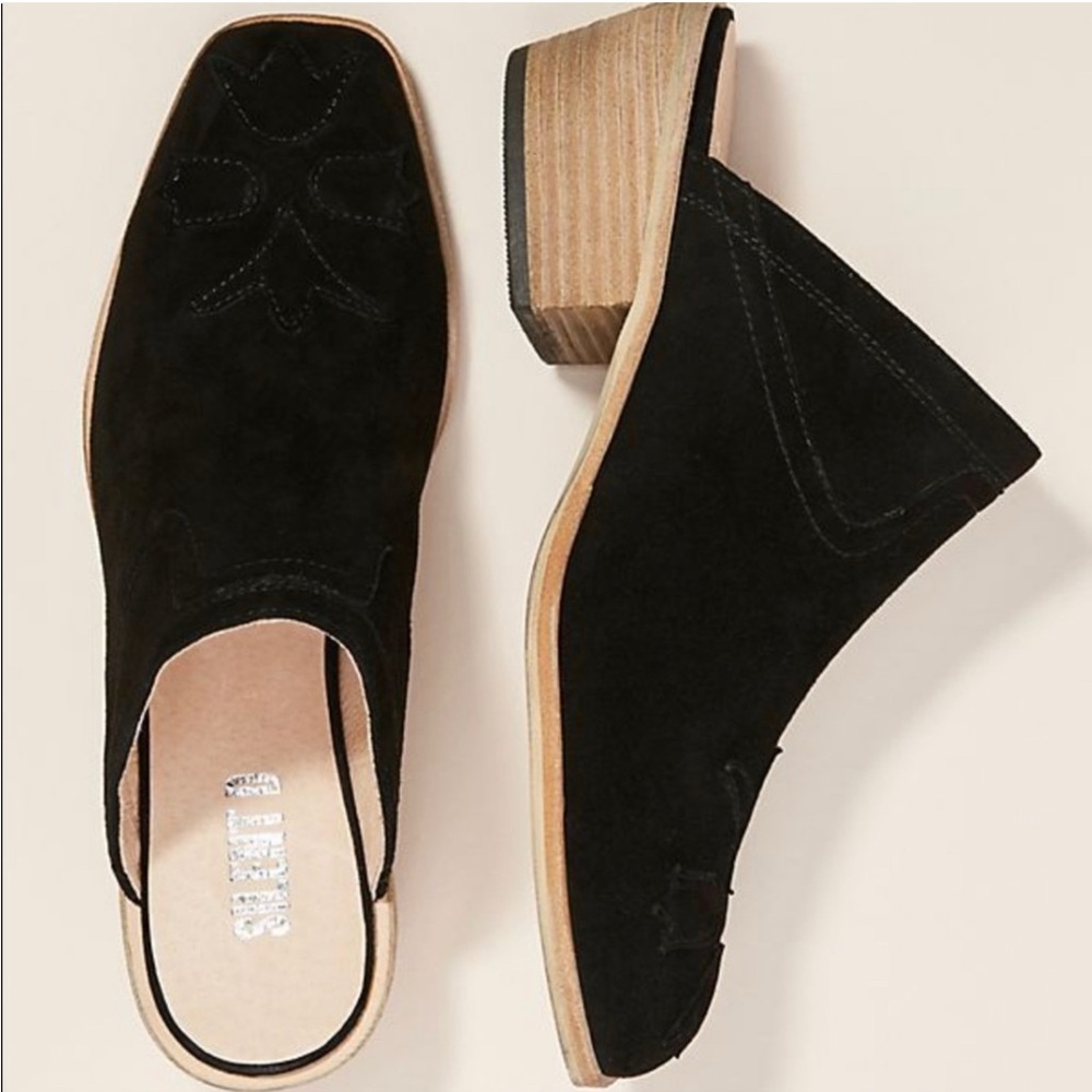 Silent D Lindsey Square Toe Floral Suede Mules
